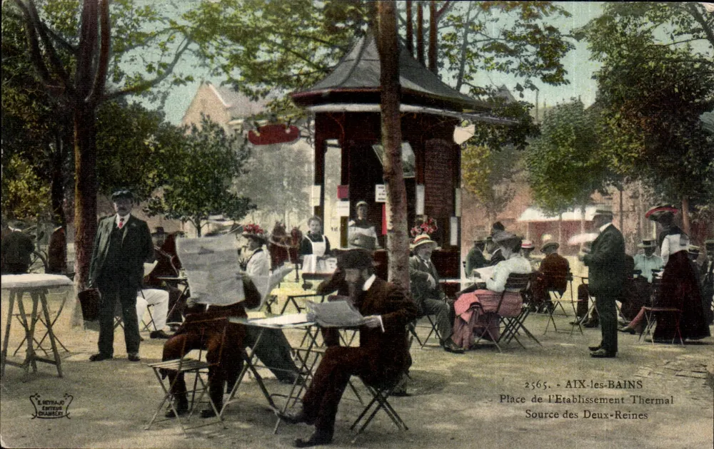 Aix-les-Bains — Platz des Thermalbetriebs, Quelle der Zwei Königin — Verleger E. Devaix, Nr. 2565 - Vorderseite
