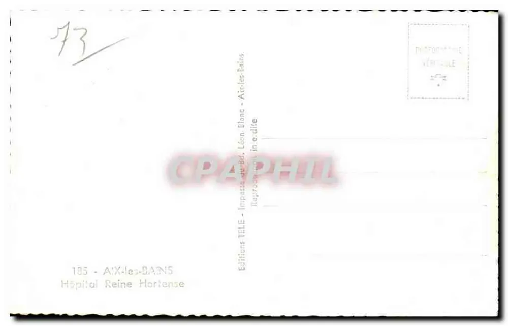 Krankenhaus der Königin Hortense — Aix-les-Bains — Editions TÉLÉ - Rückseite