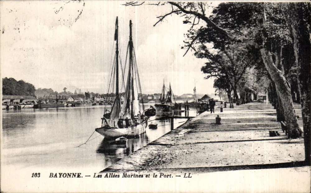 Bayonne — Die Marineallee und der Hafen — LL, Nr. 103 - Vorderseite