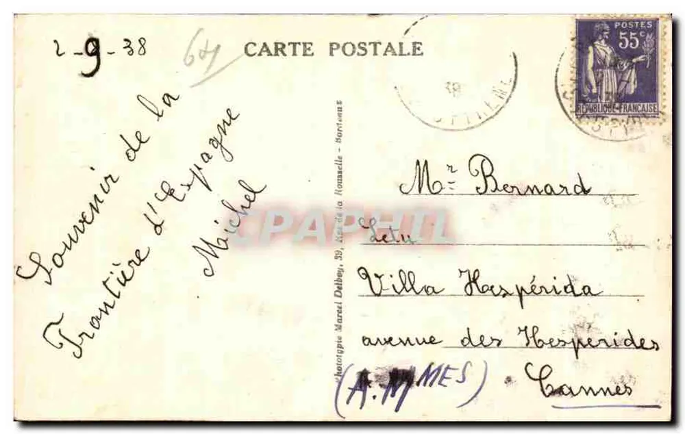 Behobie (B.P.) — La Aduana — Frontera Francia-España — M. D. - Reverso