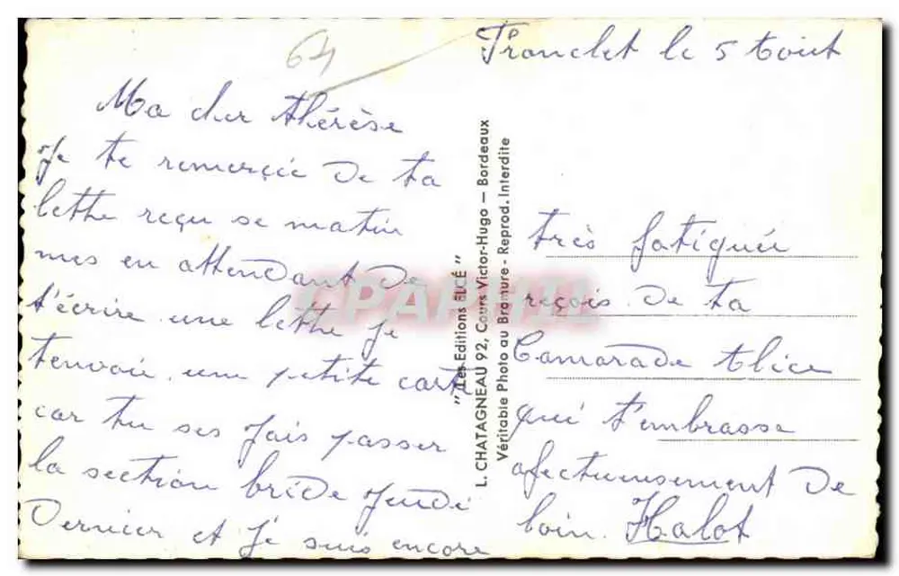 Pays Basque — Souvenir do Elcé — Editor L. Chatagneau, Bordeaux - Verso