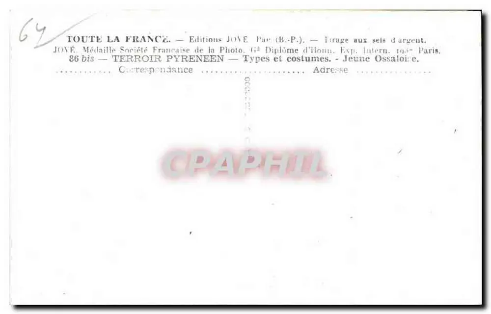 Junge Ossaloire — Typen und Trachten — Éditions JOVÉ - Rückseite