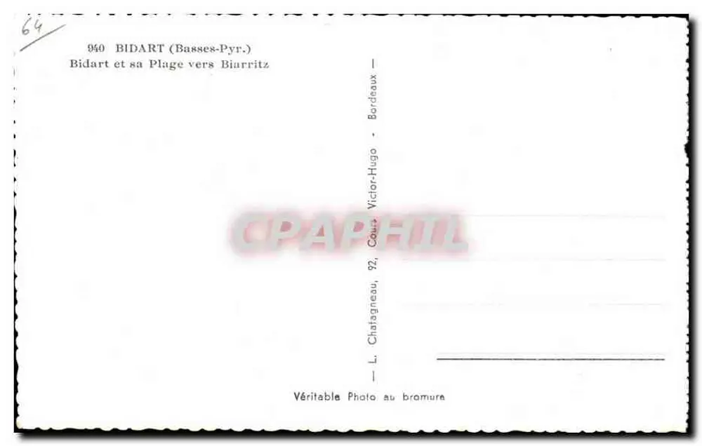 Bidart (Basses-Pyrénées) — Strand und Klippen — L. Chatagneau, Nr. 950 - Rückseite