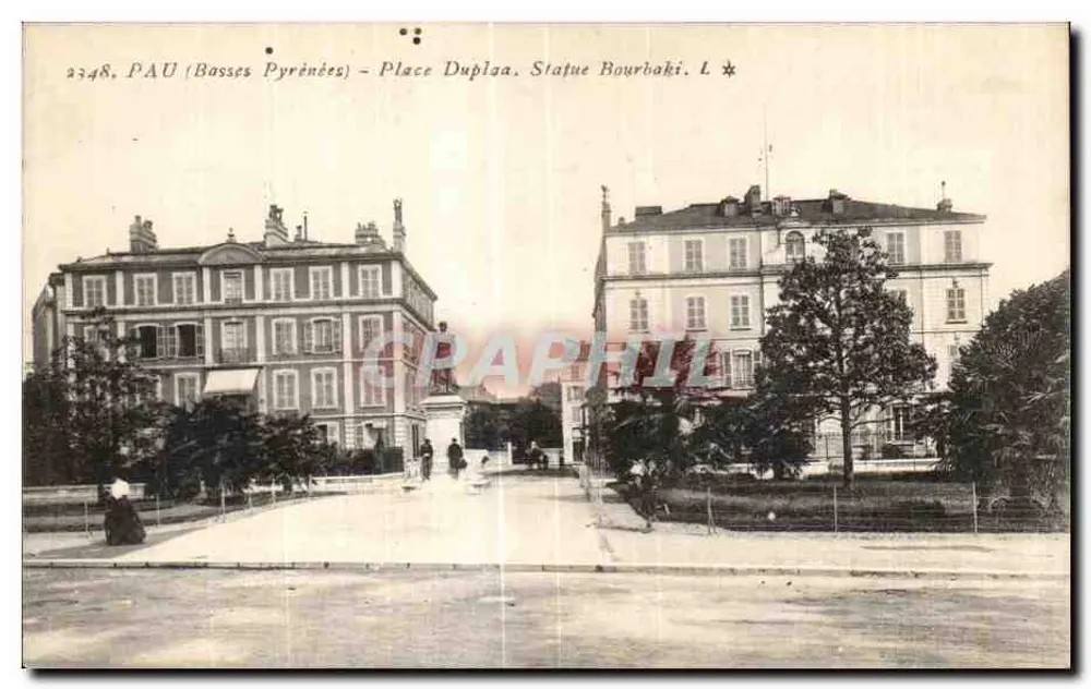 Pau (Basses Pyrénées) — Praça Duplaa, Estátua de Bourbaki — editor L - Frente