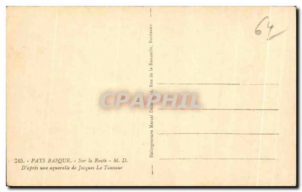 Pays Basque — Ao Longo da Estrada — Héliogravure Marcel Delbosc, Bordeaux - Verso