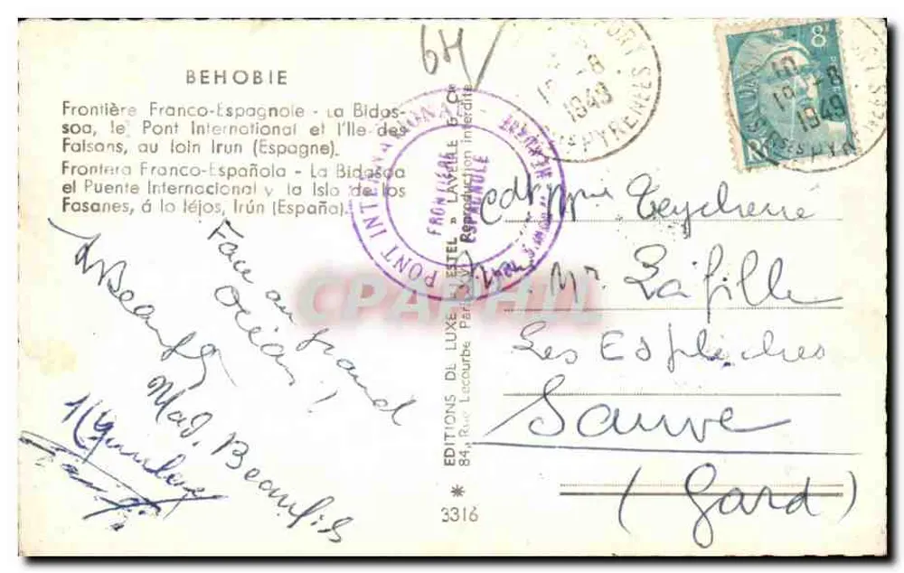 Internationaler Brücke über die Bidassoa — Franco-Spanische Grenze — Estel - Rückseite
