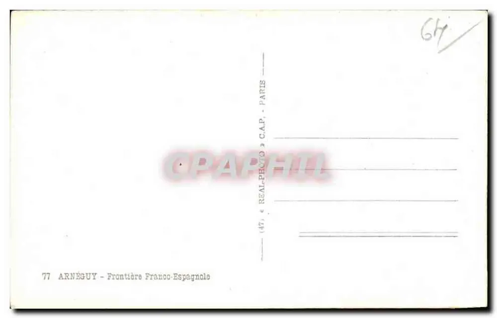 Arnéguy — Fronteira Franco-Espanhola — editor ARNÉGUY - Paris - Verso