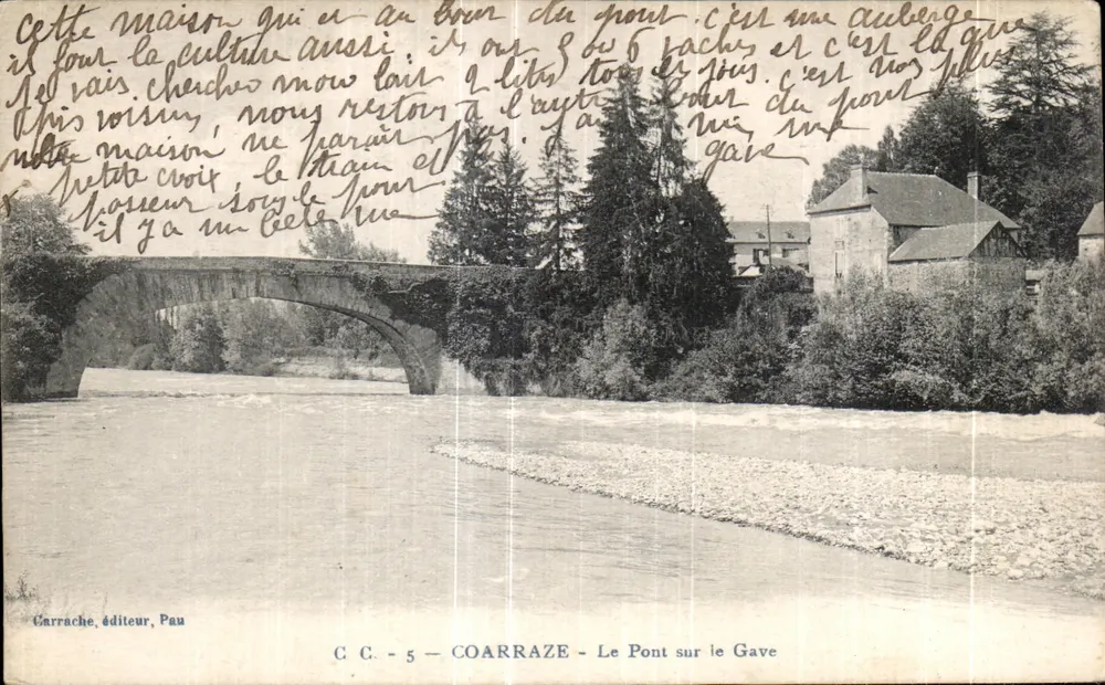 Coarraze — Le Pont sur le Gave — éditeur Carrache, Pau, n° C.C.-5 - Frente