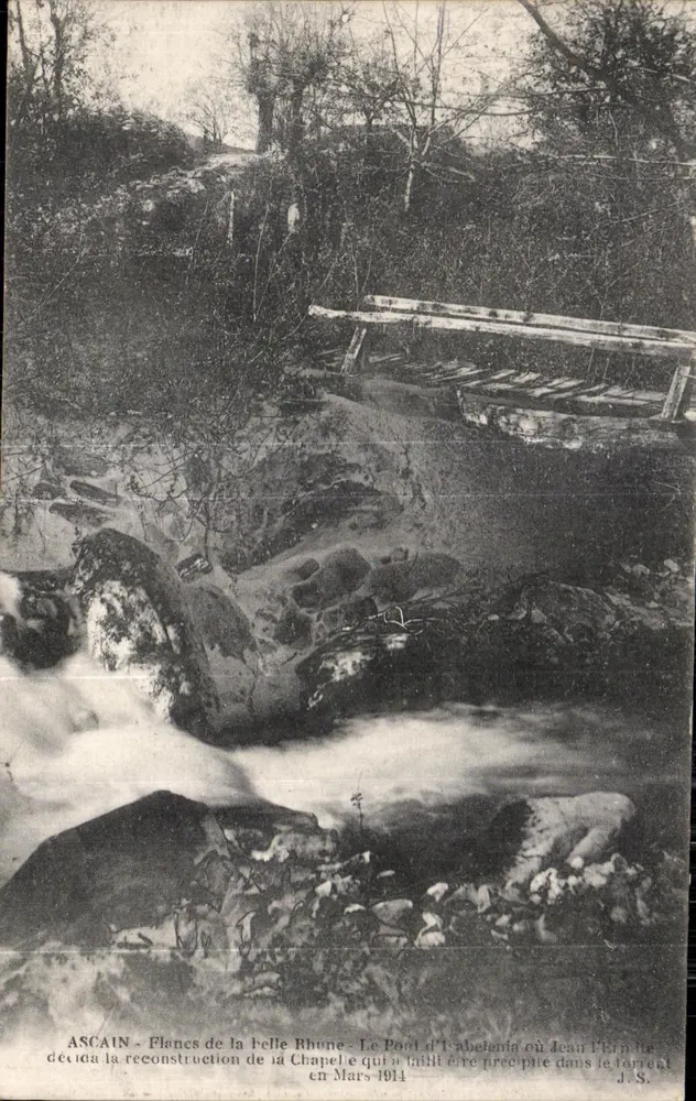 अस्केन - बेल रून के नक्शा - इज़ाबेलेनिया के पुल जहां मार्च 1911 में जल उछलता है - आगे