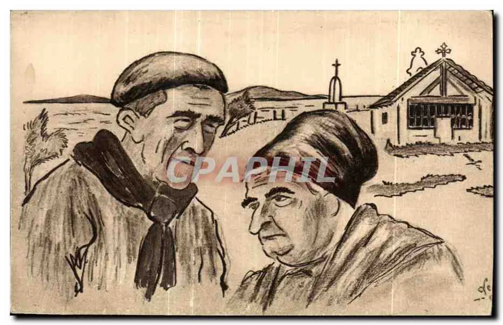 Dwóch mężczyzn rozmawiających — Pays Basque — Hiliog avure Marcel Delboyr, Bordeaux - Awers