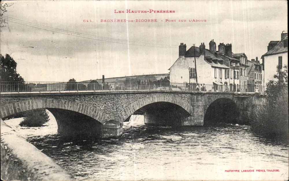 Bagnères-de-Bigorre — Brücke über den Adour — Phototypie Labouche Frères, Toulouse - Vorderseite