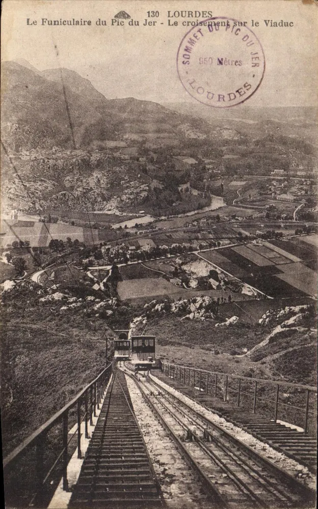 Der Funicular des Pic du Jer - Der Kreuzungspunkt über dem Viadukt — Lourdes, n°130 - Vorderseite