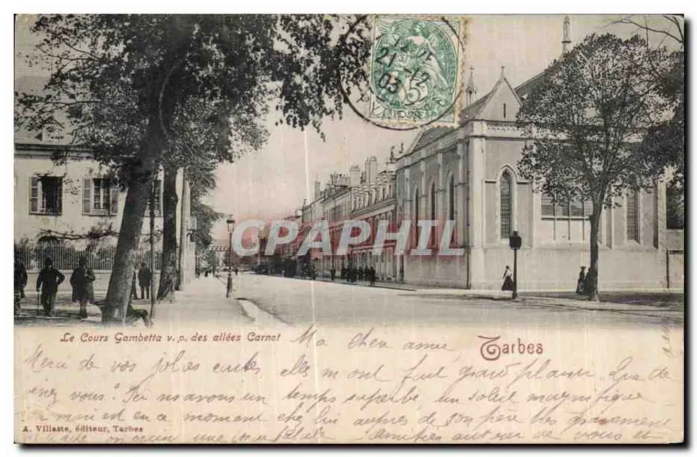Der Gambetta-Platz v.p. der Carnot-Plätze — Tarbes — A. Villiaste, Verleger - Vorderseite