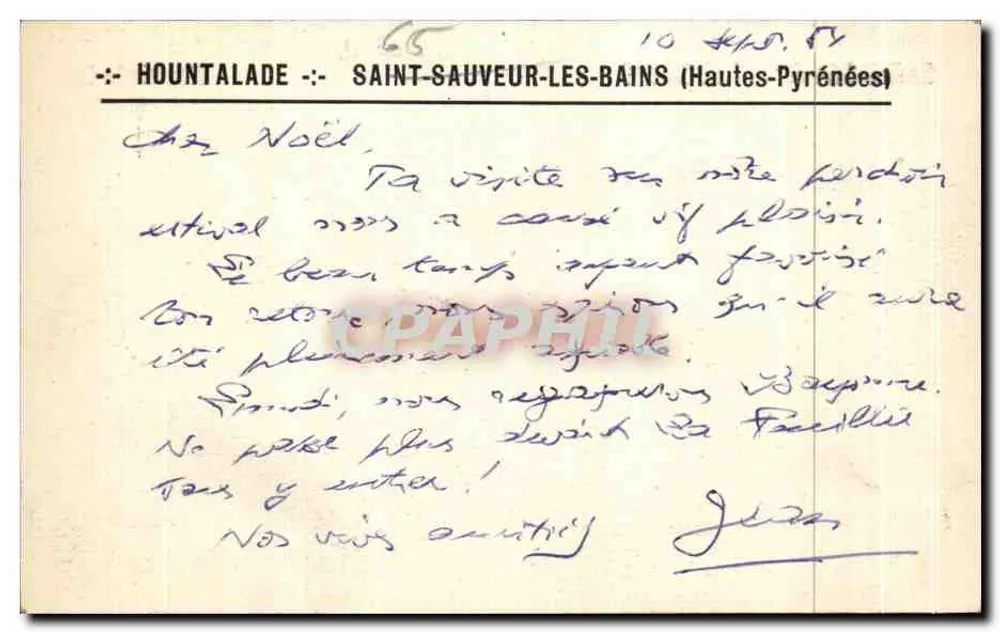 Saint-Sauveur-les-Bains — Luftbild mit Hountalade — unbekannter Verlag, Seriennummer nicht sichtbar - Rückseite