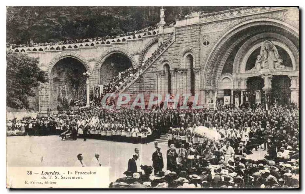 Lourdes — La Procession du T. S. Sacrement — E. Frions, éditeur - Frente