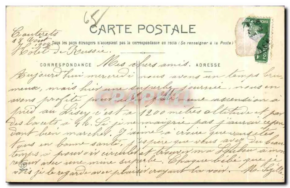 Cauterets - Bains du Petit St-Sauveur et du Pré - Eingang zum Val de Génét — Verlag Cauterets, Nr. 278 - Rückseite