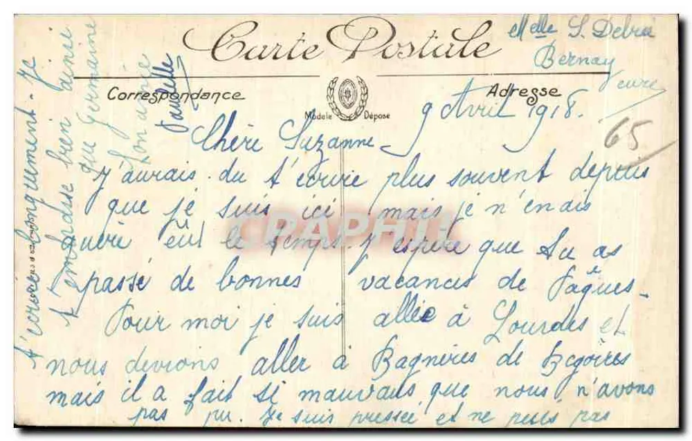 Tarbes — O Hotel das Postas — LL. n° 68 - Verso