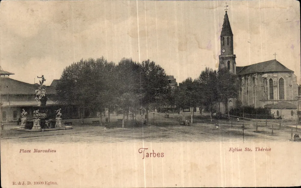 Tarbes — Place Marcadieu und Kirche Sainte-Thérèse — R. & J. D. 10809 Egina - Vorderseite