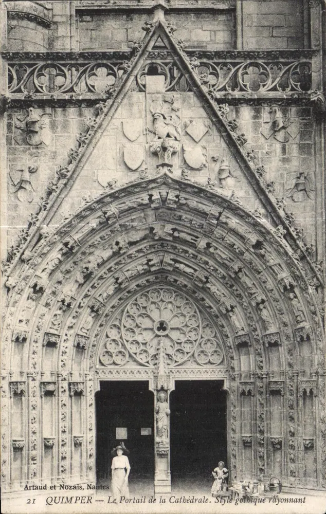 Quimper — Il Portale della Cattedrale. Stile gotico radiante — Artaud e Nozaïs, Nantes, n°21 - Recto