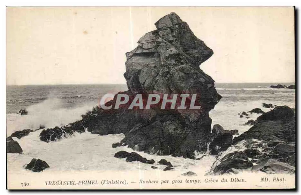 TREGASTEL-PRIMEL (Finistère) — Felsen bei stürmischem Wetter. Strände von Diben. ND. Foto. - Vorderseite