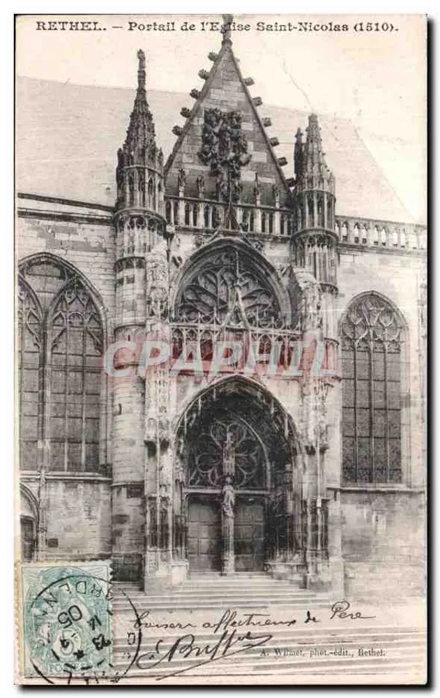 Rethel — Portal der Kirche Saint-Nicolas (1510) — A. Whalet, Fotografie-Verlag, Rethel - Vorderseite