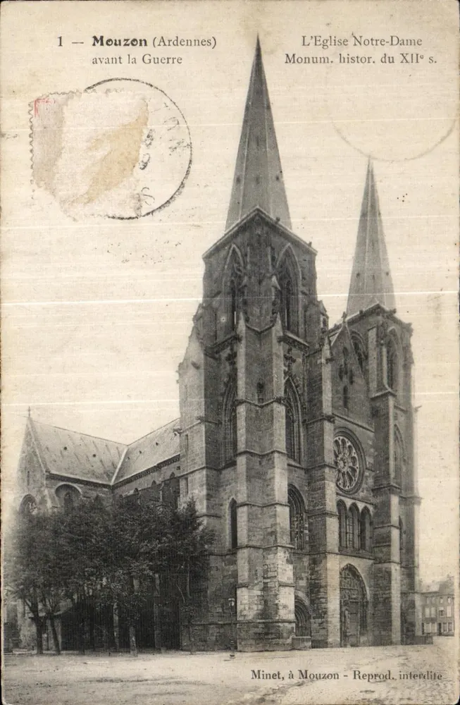 Mouzon (Ardennes) — Église Notre-Dame, monument historique du XIIe siècle — éditeur Minet, à Mouzon - Vorderseite