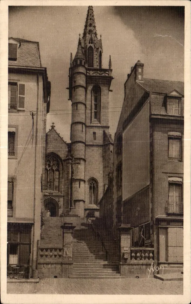 Église Saint-Melaine — Ansicht der Turm und der Treppe — Verlag unbekannt, Seriennummer nicht lesbar - Vorderseite