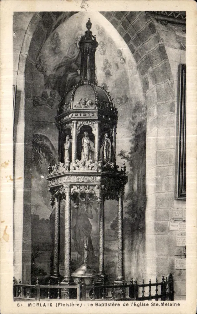 Morlaix (Finistère) - Der Taufbau der Kirche Ste-Melaine - Vorderseite