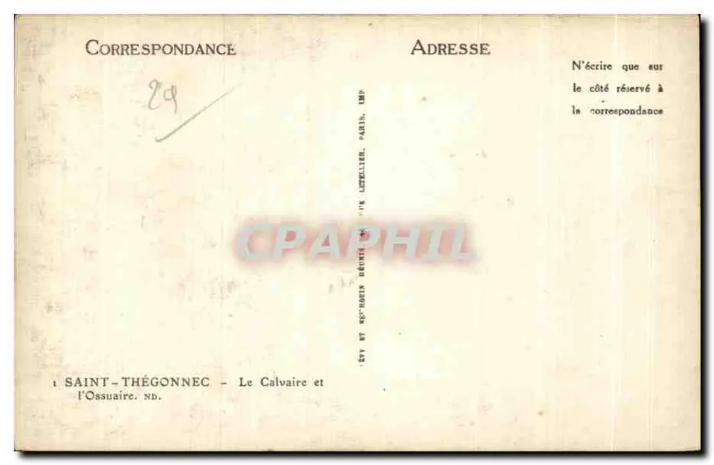 Saint-Thégonnec — Der Calvarienberg und das Ossarium — Imprimerie Letellier, Paris - Rückseite