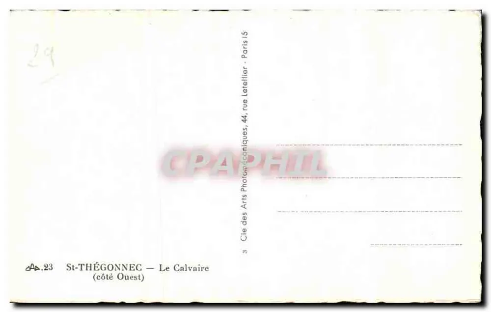 St-Thégonnec — O Calvário — editor Cle des Arts Photocinétiques, Paris - Verso
