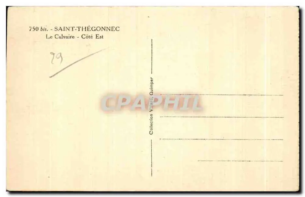 Saint-Thégonnec — O Calvário - Lado Leste — Coleção Villiers Quimper - Verso