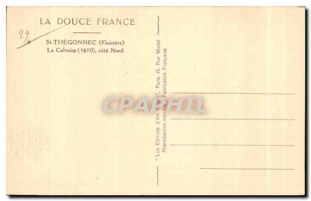 Kreuzweg von St-Thégonnec — Finistère — Verleger Vivon - Rückseite
