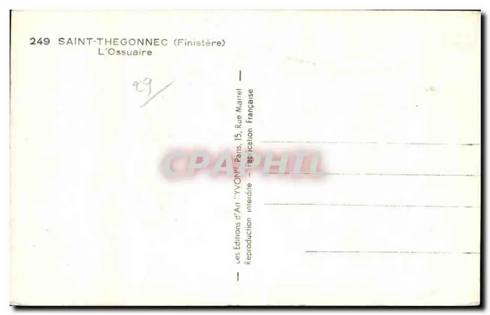 Saint-Thégonnec — Das Ossarium — Éditions d'Art 'YVON' Paris - Rückseite