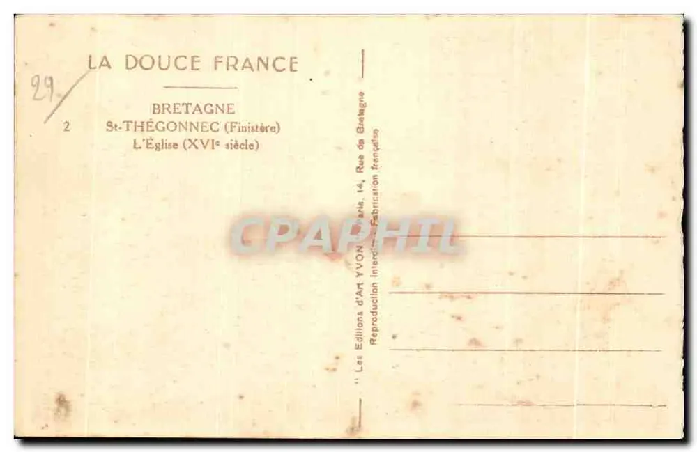 St-Thégonnec — Die Kirche (16. Jahrhundert) — Les Éditions d'Art Yvon, Paris - Rückseite