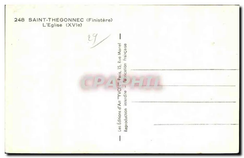 Saint-Thégonnec — Die Kirche (16. Jahrhundert) — Éditions d'Art 'YVON' - Rückseite
