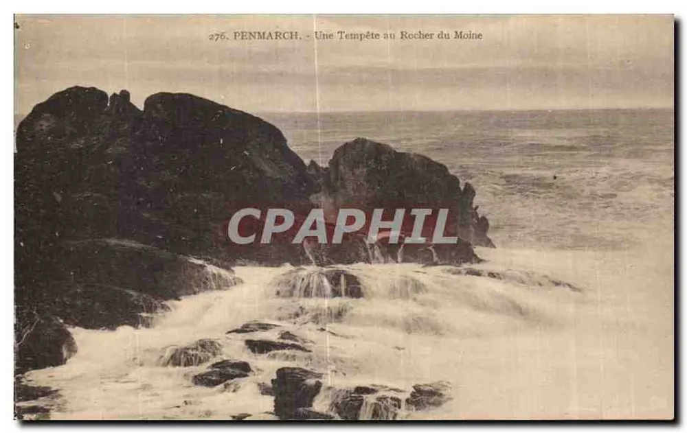 Penmarc'h — Uma Tempestade no Rocher do Moine — Coleção Viller Quimper, n°276 - Frente