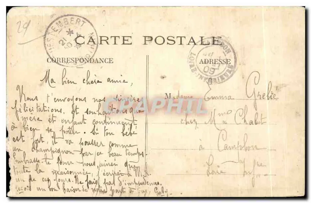 Ein Gedanke an BRETAGNE — Collage von bretonischen Szenen und einem Schiff — Verlag: 'Ein Gedanke an BRETAGNE' (gedruckt auf der Karte) - Rückseite
