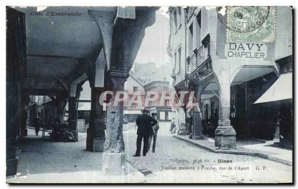 Alte Häuser in Porche, Rue de l'Aport — Dinan — Verleger G. F. Nr. 3638 bis - Vorderseite