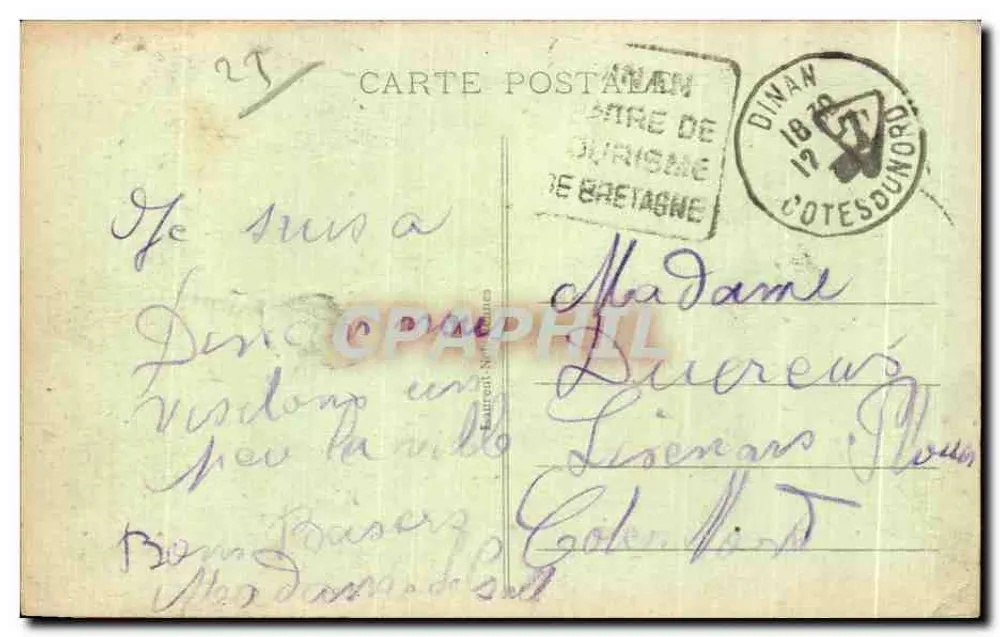 Dinan - Rue de la Condonnerie — vista da rua pavimentada com comércios — editor não identificado, n° de série 2312 - Verso