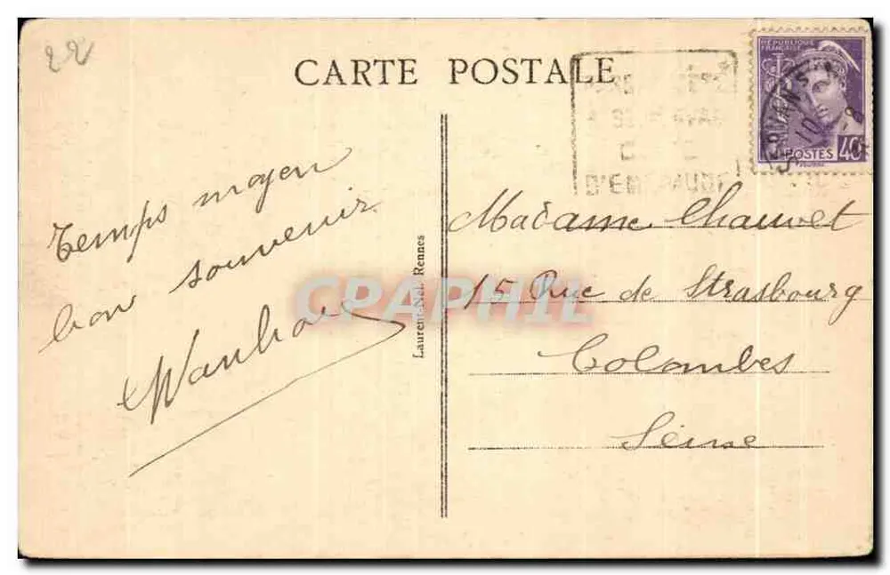 Dinan - Vista geral — Costa da Émeraude, 1852 — editor Costa da Émeraude - Verso