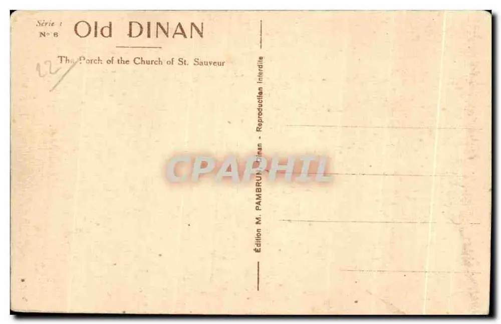 Dinan - Ansicht der Fassade der Kirche St-Sauveur — Edition M. Pambrun - Rückseite