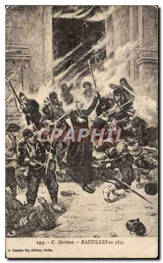 Bazeilles em 1870 — Batalha de Bazeilles — C. Merlesse, editor Sedan - Frente