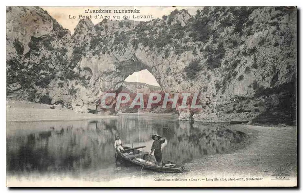 O Ponte d'Arc visto do Levante — L'Ardeche Illustrée — Lang fils, fot.-edit., Montélimar - Frente