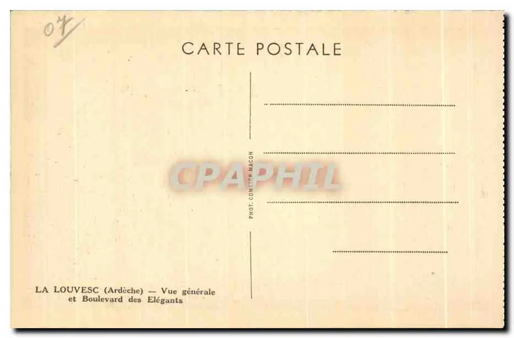 La Louvesc (Ardèche) — Allgemeiner Blick und Boulevard des Éléphants — Foto. Comité Bacon - Rückseite