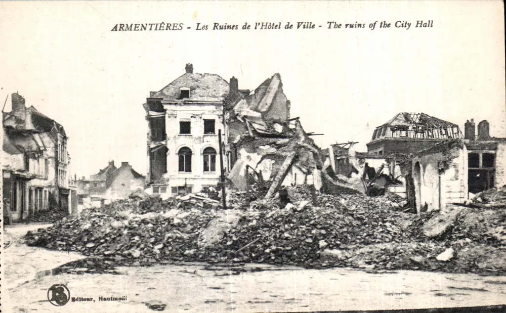 Armentières - Die Ruinen des Rathauses - Verlag Hautmoël - Vorderseite