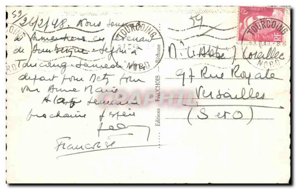 Armentières — Iglesia de San Vaast — Ediciones Fauchois, n°8 - Reverso