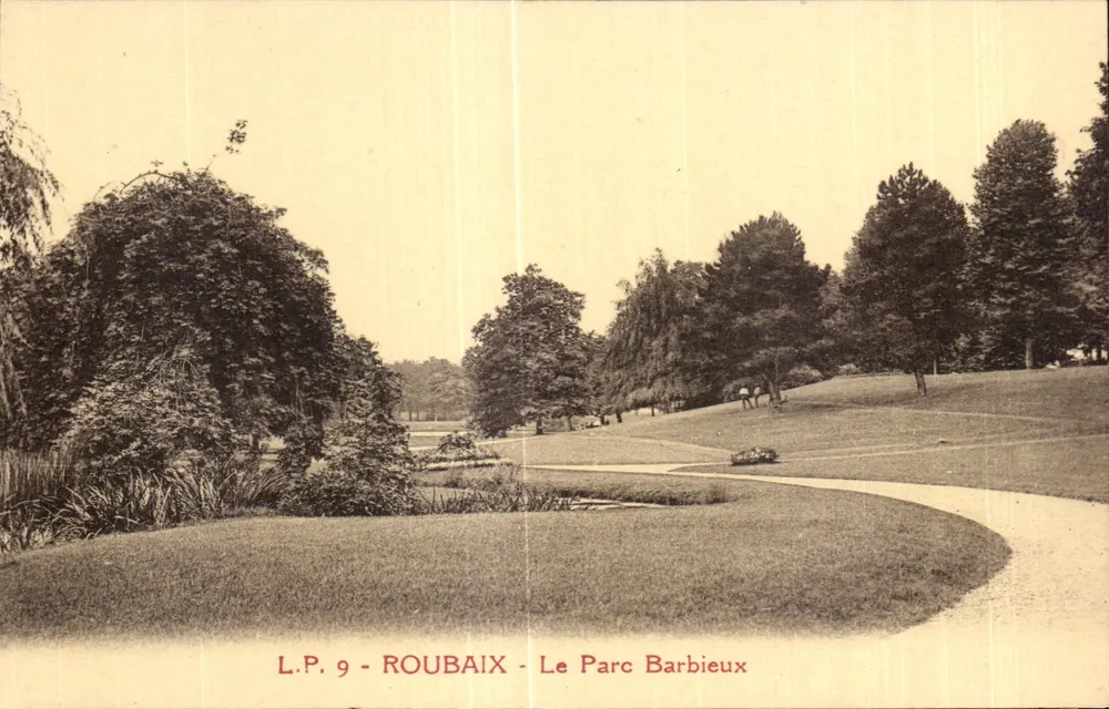 Roubaix - O Parque Barbieux — L.P. 9 — editor Lucien Pollen, Lille - Frente