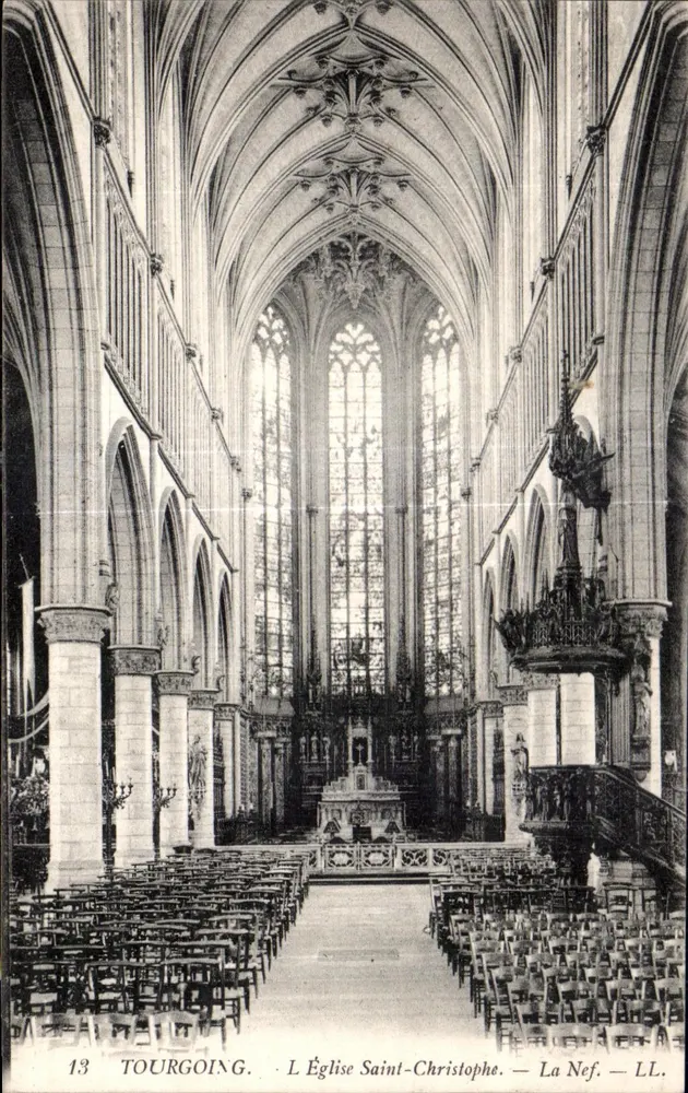 Tourgoing. — Die Kirche Saint-Christophe — Die Kirchenschiff — LL. — Nr. 13 - Vorderseite