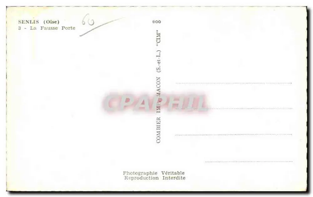 Senlis (Oise) — A Falsa Porta — Combier Impressora (S.-et-L.) - Verso