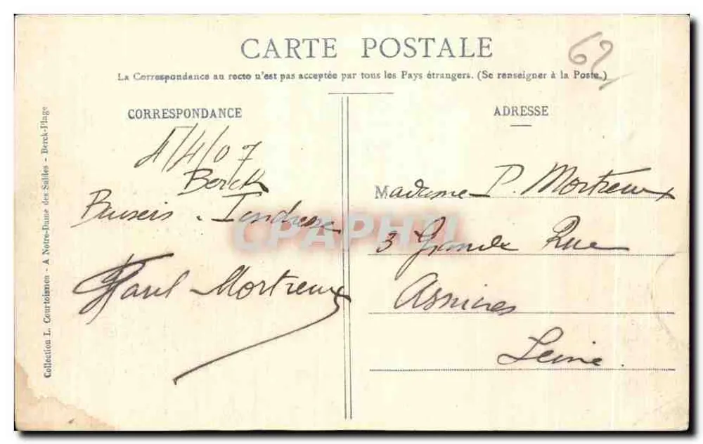 Berck-Plage — Soir d'Été — éditeur L. Courtoisien - Verso